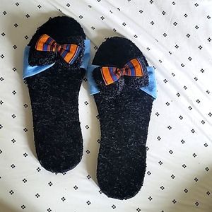 Handmade size 9 denim sandals with Ankara detail (read description)